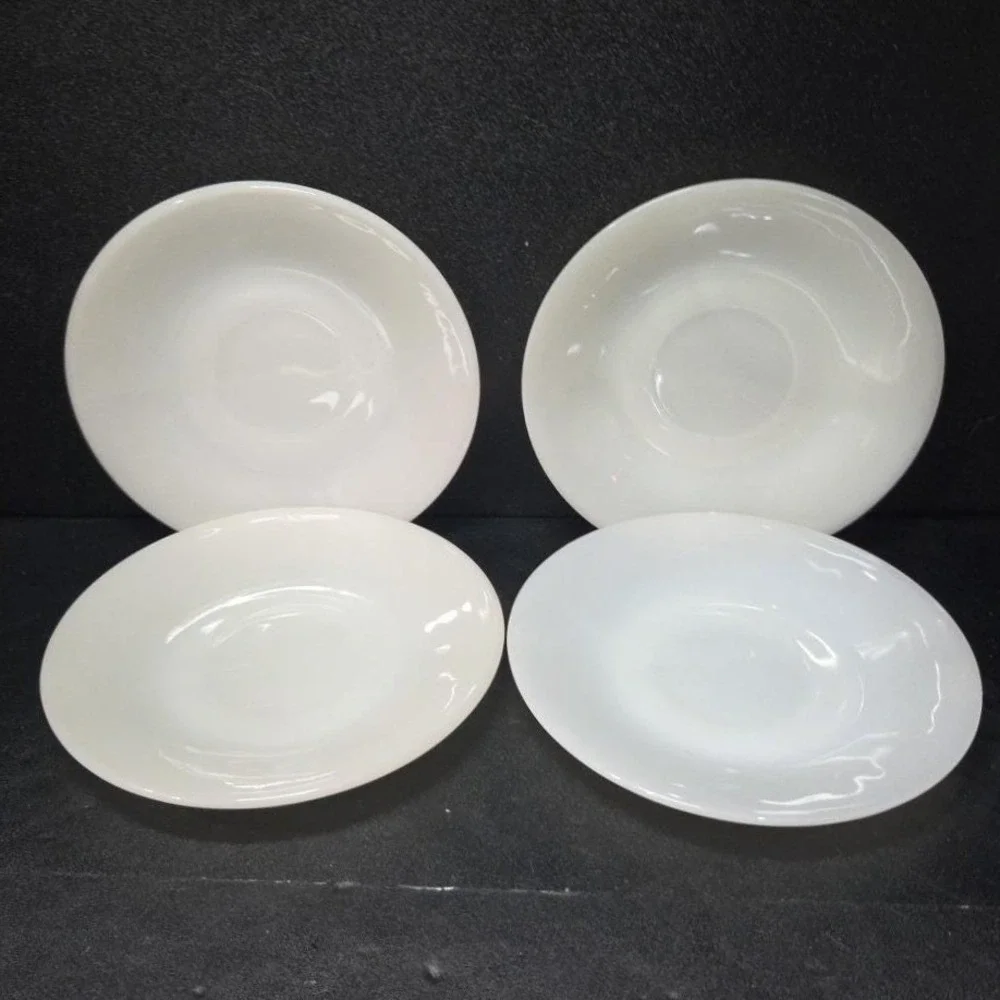 Anchor Hocking Fire King Milk Glass Saucers, Set of 4,‎ Off White Dinnerware